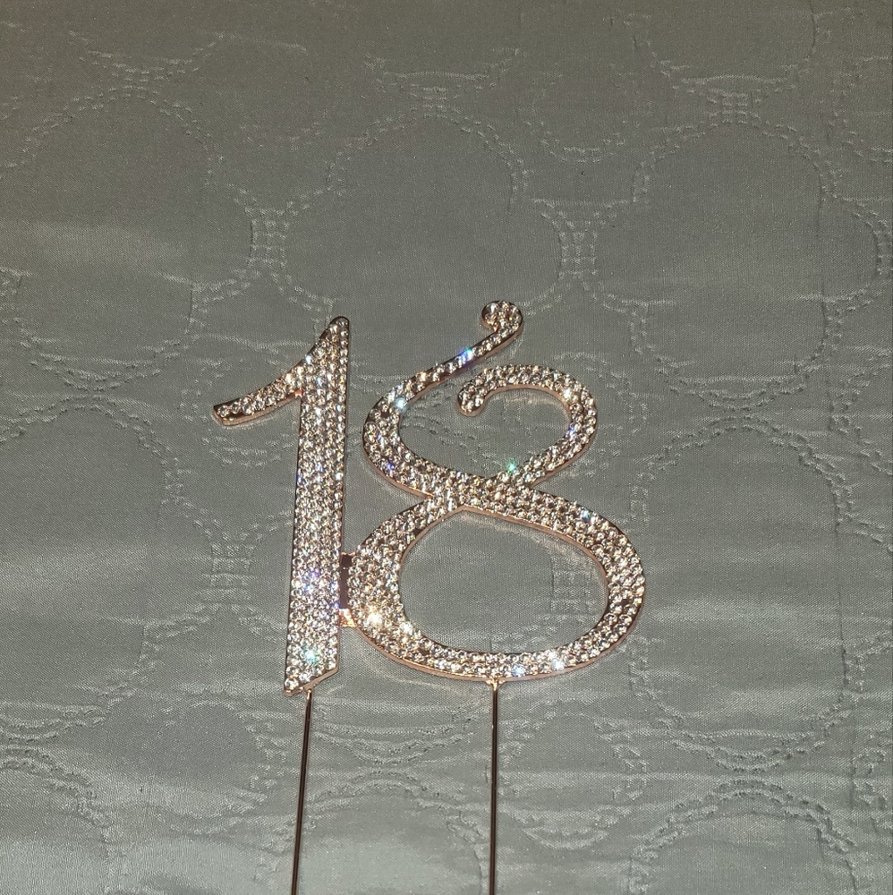 18th Birthday Rhinestone Cake Topper (Rose Gold)